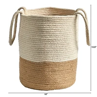 12" Handmade Natural Cotton Woven Basket Planter