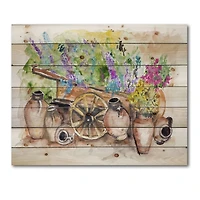 Designart - Lavender Flowers On Ancient Cart