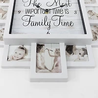 White Farmhouse Shabby-Chic "Family Time" Picture Frame Wall Collage Clock