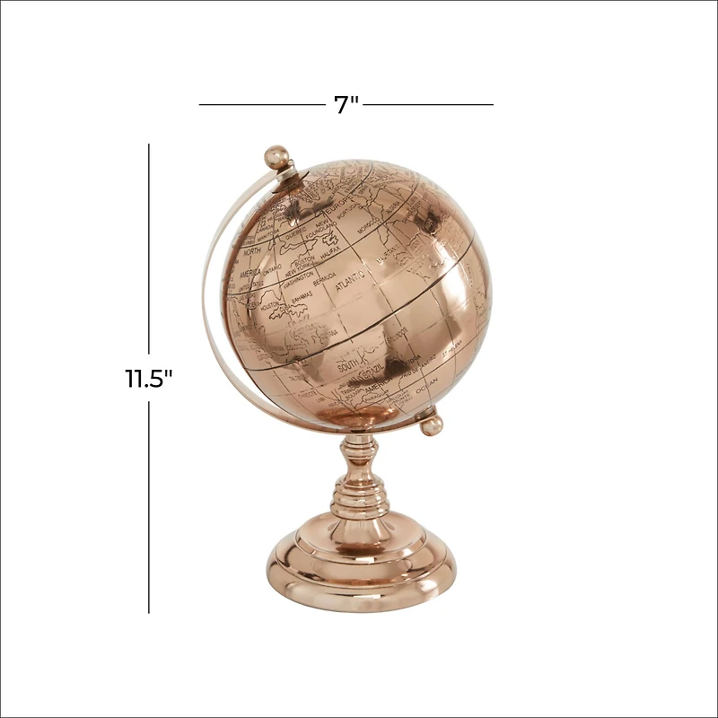 The Novogratz 11" Rose Gold Aluminum Traditional Globe