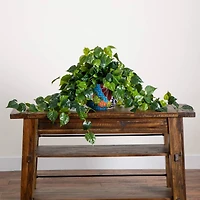 3.5ft. UV-Resistant Artificial Philodendron in Handmade Mexican Talavera Ceramic Planter