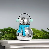 10" Disco Ball Snowman with Blue Scarf