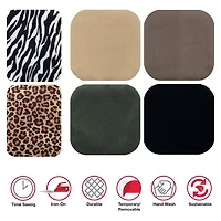 SINGER® Animal Print & Khaki DIY Iron-On Fabric Patch Kit with 2 Bonus Stencils