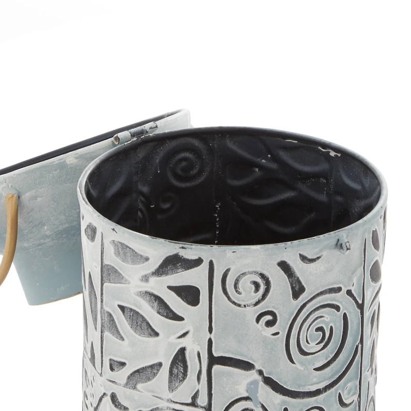 Set of 3 Blue Metal Farmhouse Vase, 9", 11", 13"