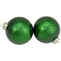 4ct. 4" Green 2-Finish Glass Ball Ornaments
