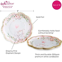 Kate Aspen® 9" Pink Elephant Baby Shower Premium Paper Plates, 16ct.