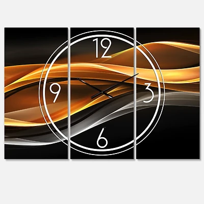 Designart Gold Silver Inward Lines Modern 3 Panel Wall Clock