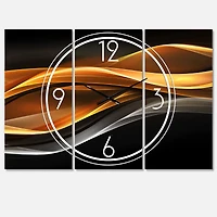 Designart Gold Silver Inward Lines Modern 3 Panel Wall Clock