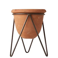 Hello Honey® 8.5" Terra Cotta Pot With Metal Stand Set