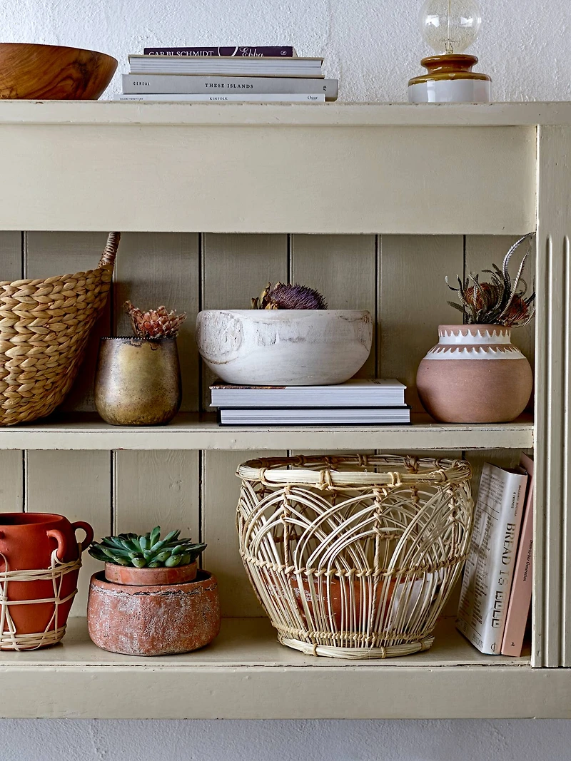 Hello Honey® 10.5" Whitewashed Hand-Carved Paulownia Wood Pot