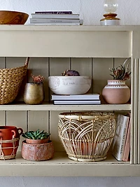 Hello Honey® 10.5" Whitewashed Hand-Carved Paulownia Wood Pot