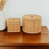 Novogratz Brown Rattan Storage Box Set