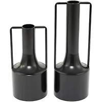 The Novogratz Black Metal Vase with Handles Set of 2 16", 12"