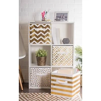 DII® 13" Nonwoven Polyester White & Gold Chevron Storage Cube, 2ct.