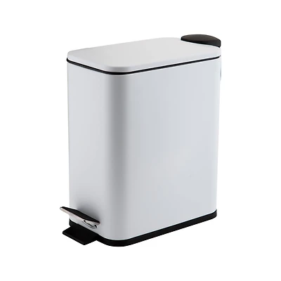Simplify White 5L Slim Rectangular Pedal Trash Bin with Soft Close Lid