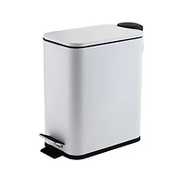Simplify White 5L Slim Rectangular Pedal Trash Bin with Soft Close Lid