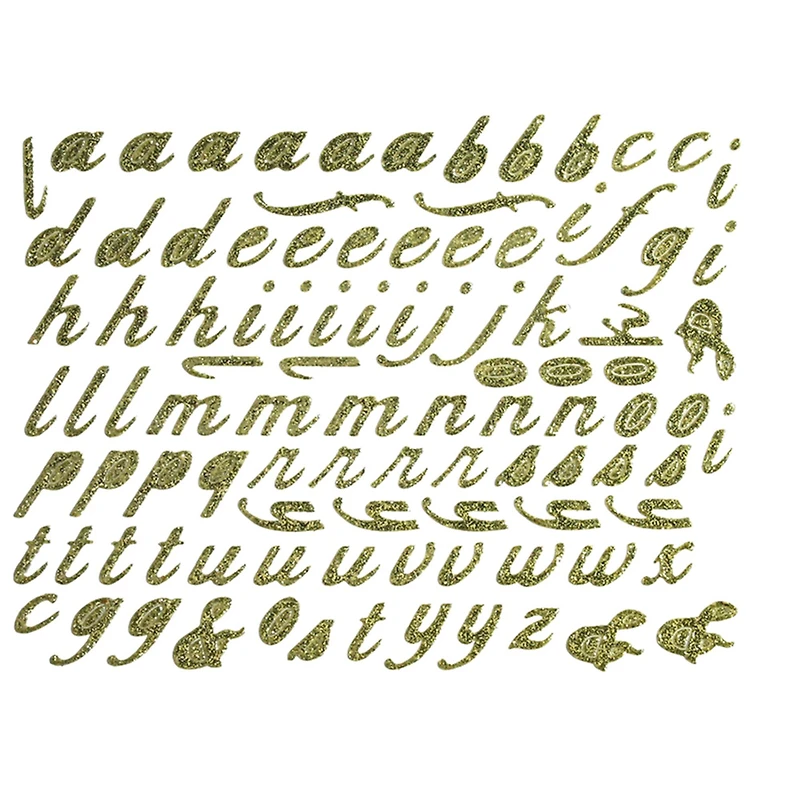 JAM Paper Lowercase Letters Gold Script Floral Adhesive