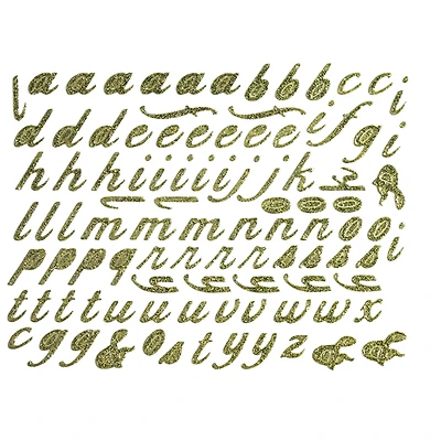 JAM Paper Lowercase Letters Gold Script Floral Adhesive