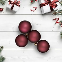 12ct Burgundy Red Shatterproof Matte Christmas Ball Ornaments 4" (100mm)