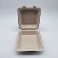 9" Natural Beige Single-Compartment Hinged Compostable Take Out Containers, 200ct.