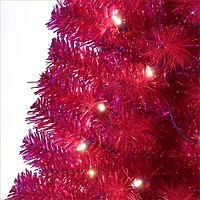 4.5ft. Pre-Lit Amaranth Tinsel Artificial Christmas Tree, Clear Lights
