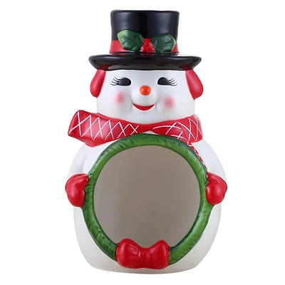 12" Ceramic Musical Snowman Candy Bowl