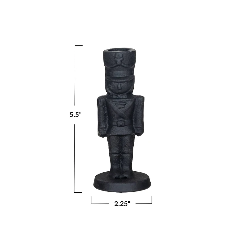 Hello Honey® 5.5" Black Cast Metal Soldier Taper Candle Holder