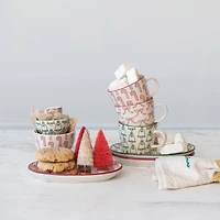 Hello Honey® 10oz. Holiday Pattern Hand-Stamped Stoneware Mug Set