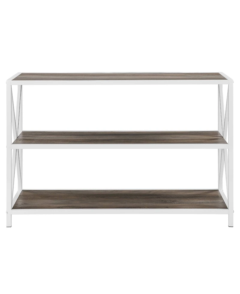 Walker Edison Gray Wash X-Frame Industrial Wood Bookshelf