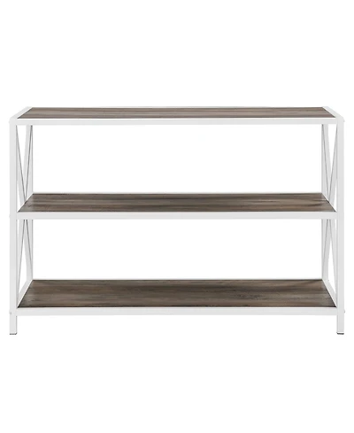 Walker Edison Gray Wash X-Frame Industrial Wood Bookshelf