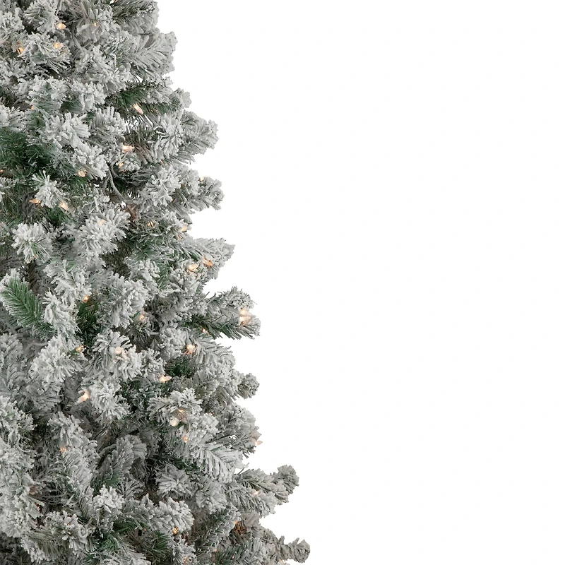 6.5ft. Pre-Lit Flocked Madison Pine Artificial Christmas Tree, Clear Lights