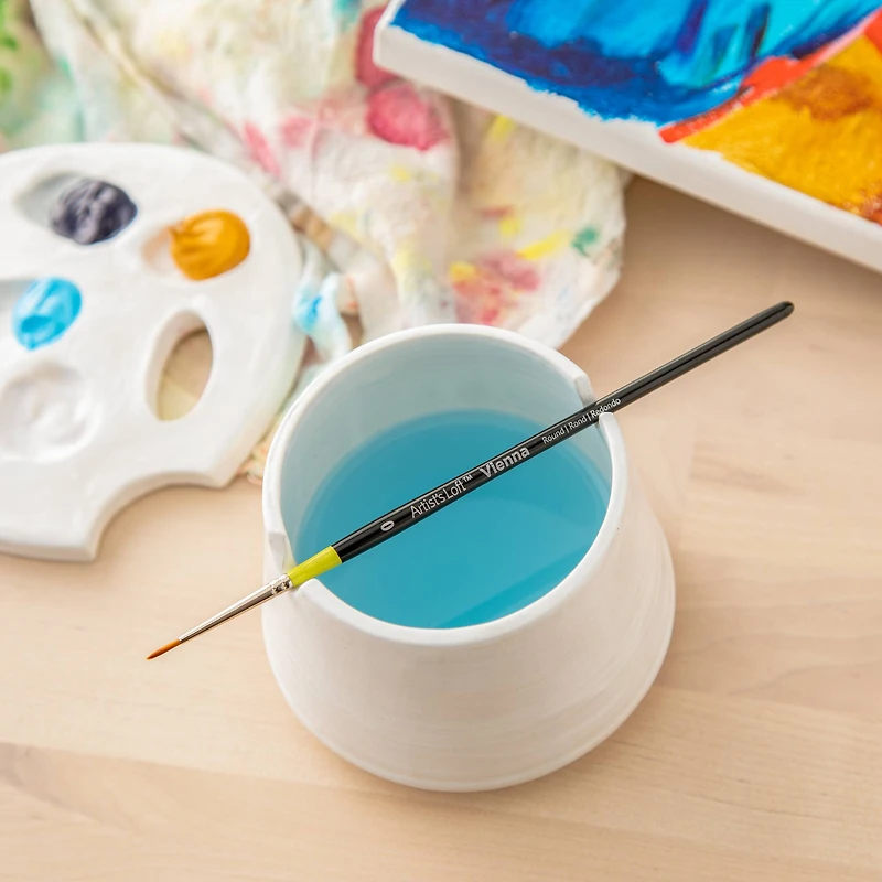 Golden Taklon Short Handle Round Brush by Artist's Loft™ Vienna