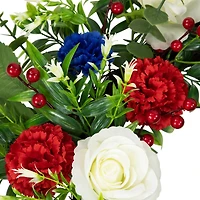 24" Carnation & Rose Artificial Americana Wreath