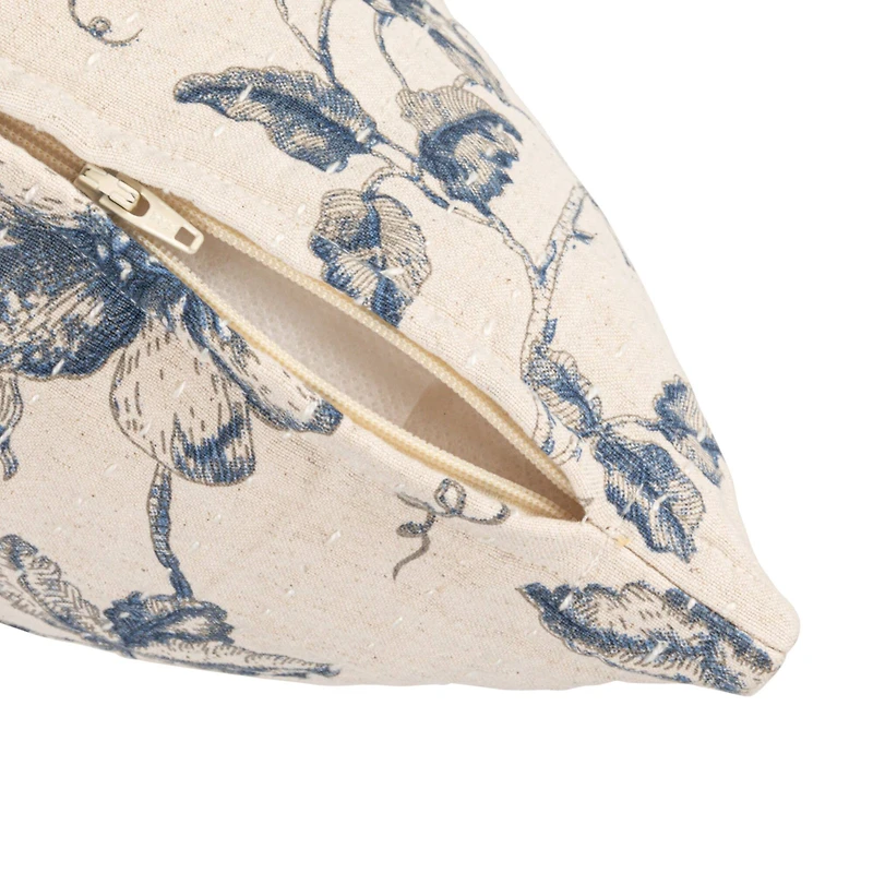 Hello Honey® 18" Blue Flower & Foliage Accent Pillow