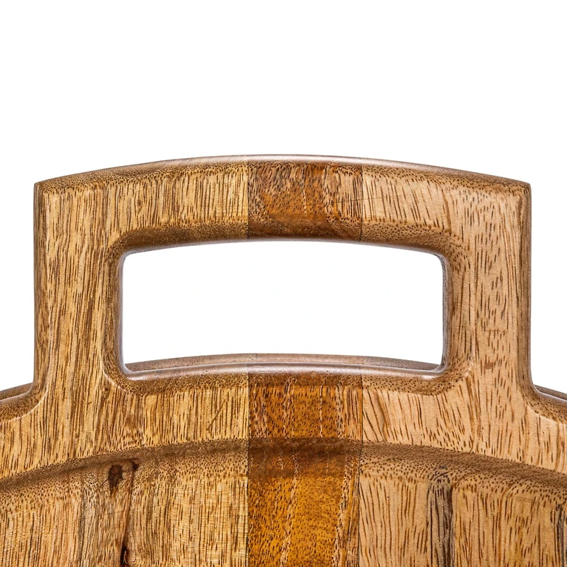 Hello Honey® 26" Natural & Gold Round Mango Wood Folding Cheese & Serving Board