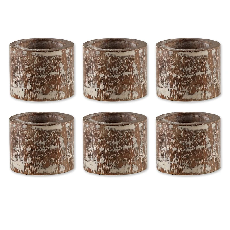 DII® Whitewashed Wood Band Napkin Rings, 6ct.
