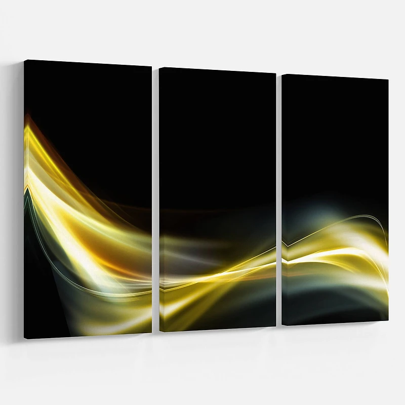 Designart - Gold in Black Upward Lines
