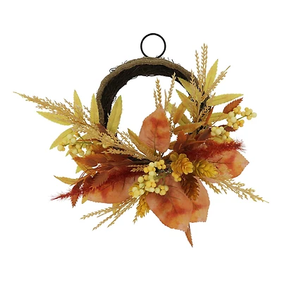 12" Mini Orange & Yellow Heather with Berries Wreath by Ashland®