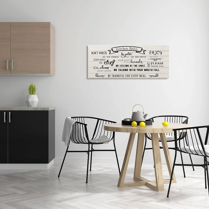 Stupell Industries Kitchen Rules List Family Happiness Motivational Phrases Canvas Wall Art
