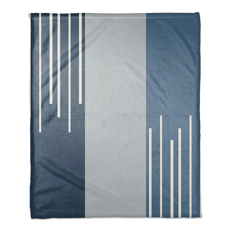 Blue Blocks & Stripes Fleece Throw