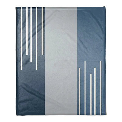 Blue Blocks & Stripes Fleece Throw