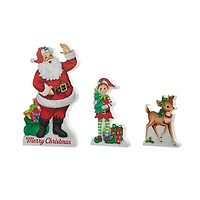 Glitzhome® Wooden Christmas Santa, Elf & Reindeer Table Décor Set