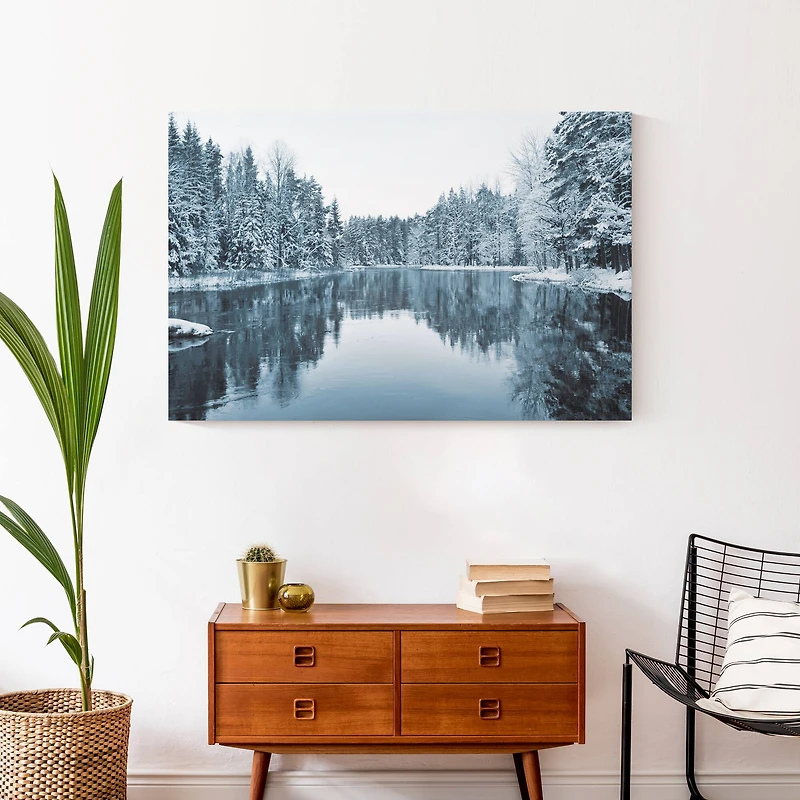 Winter Pond 36x24 Canvas Wall Art
