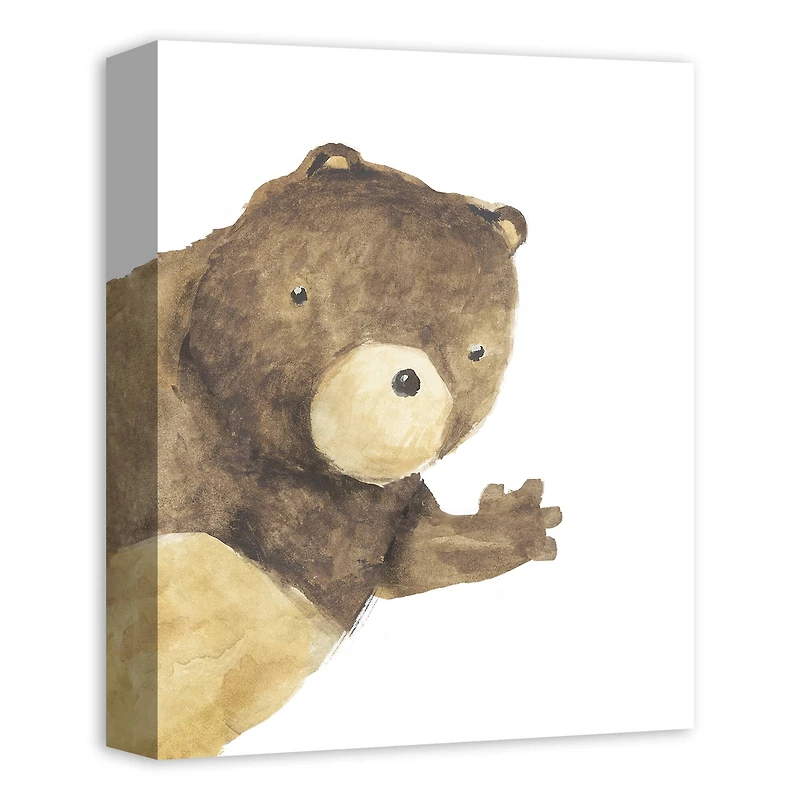 Hello Bear Waving 11" x 14" Canvas Wall Art