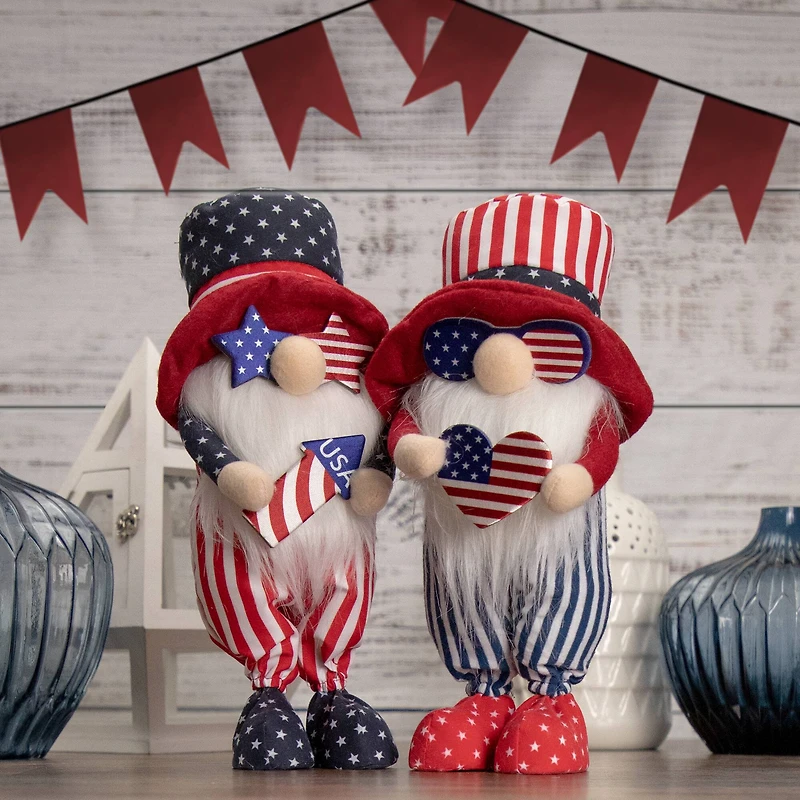12.2" Patriotic Heart 4th of July Americana Gnome