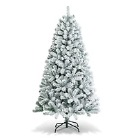 Costway 6ft. Unlit Snow Flocked Hinged Artificial Christmas Tree
