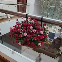 12" Faux Flowers in Hanging Basket