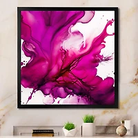 Designart "Ancient Mystery In Viva Magenta II" Abstract Liquid Ink Canvas Wall Art