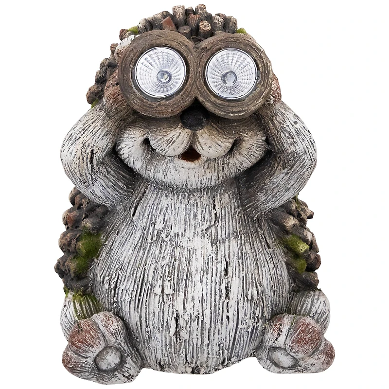 11.5" Hedgehog with Binoculars Outdoor Solar Lighted Garden Statue 