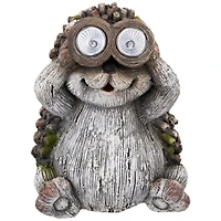 11.5" Hedgehog with Binoculars Outdoor Solar Lighted Garden Statue 